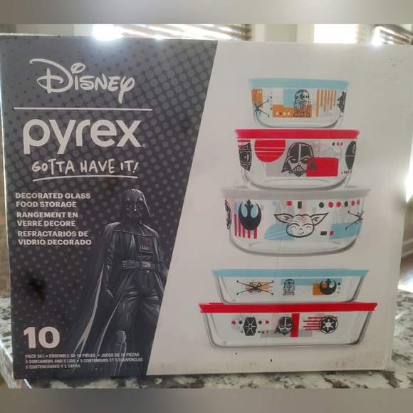 New! DISNEY Pyrex Star Wars 10 Piece Glass Food Storage Set Bowls - Picture 2 of 4
